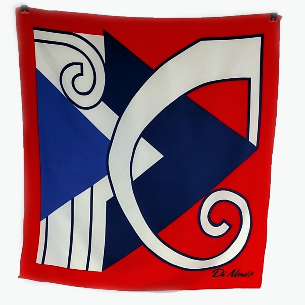 Vintage Di Nardo Abstract Scarf Red White and Blue